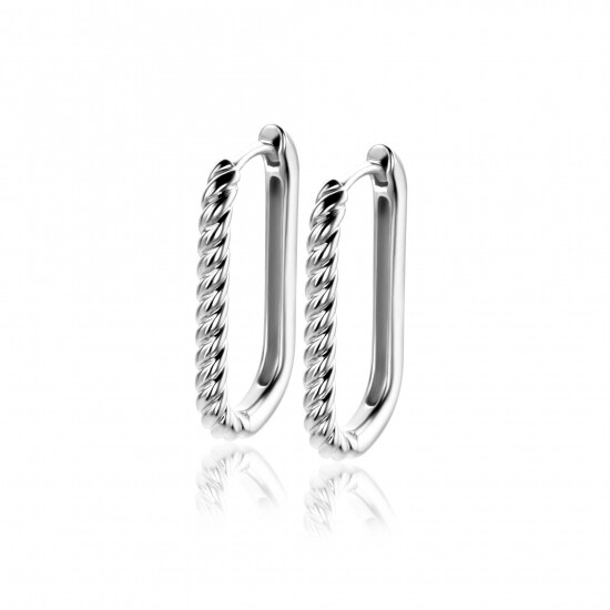 24mm ZINZI silver hoop earrings in oval shape with twisted tube and luxury clasp ZIO2692