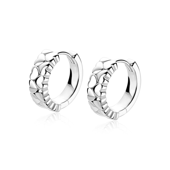 ZINZI zlv. oorringen dubbele rij hartjes