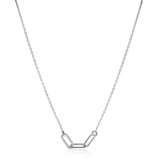 "ZINZI Sterling Silver Chain Necklace with 3 larger Paperclip Chains