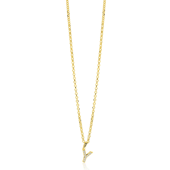 ZINZI zlv. hanger gg.verg.letter Y bezet met zirconia's