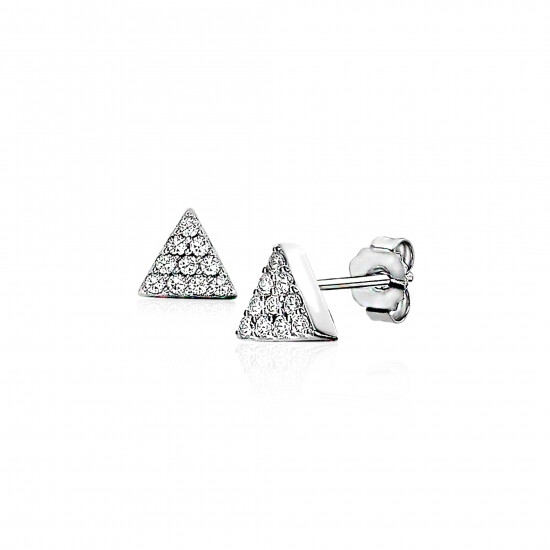 6mm ZINZI Sterling Silver Stud Earrings Triangle White ZIO1375Z