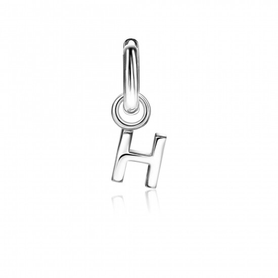 ZINZI Sterling Silver Letter Earrings Pendant H price per piece ZICH2144H (excl. hoop earrings)