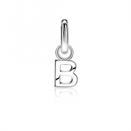 ZINZI Sterling Silver Letter Earrings Pendant B price per piece ZICH2144B (excl. hoop earrings)