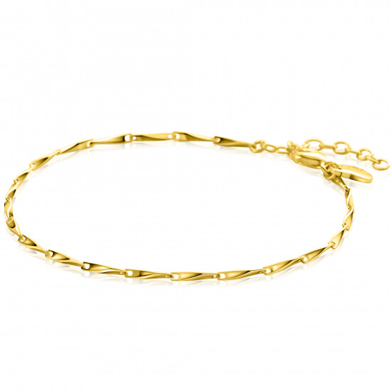 ZINZI Gold Plated Sterling Silver Chain Bracelet with Shiny Arrow-shaped Chains width 1,5mm 17,5-20cm ZIA2414G