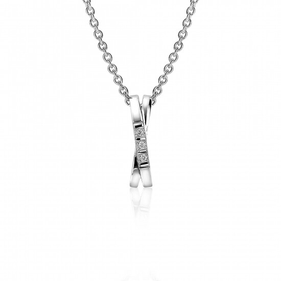 16mm ZINZI Sterling Silver Pendant Crossover White ZIH2039