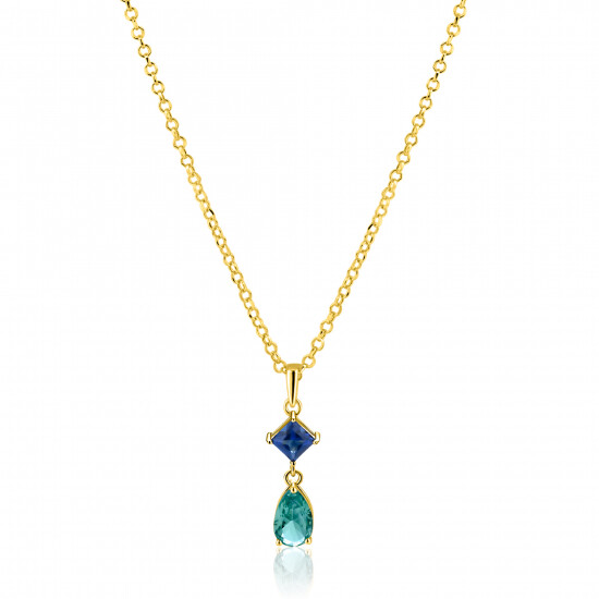 ZINZI zlv.collier gg.verg.hanger peer aqua/VK blauw