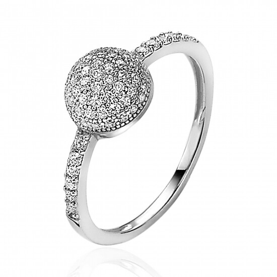 ZINZI Sterling Silver Ring Bead 8mm White Zirconias ZIR1113