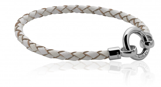 ZINZI Leather Bracelet White with Clasp 19cm ZIA730W-S