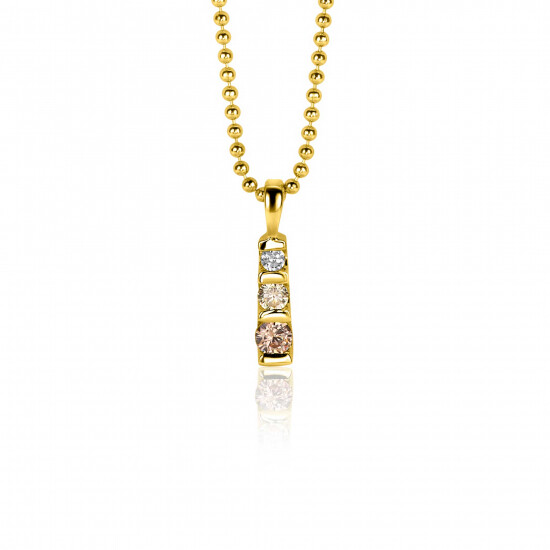 15mm ZINZI gold plated silver pendant set with champagne, peridot and white zirconias ZIH2612 (without necklace)