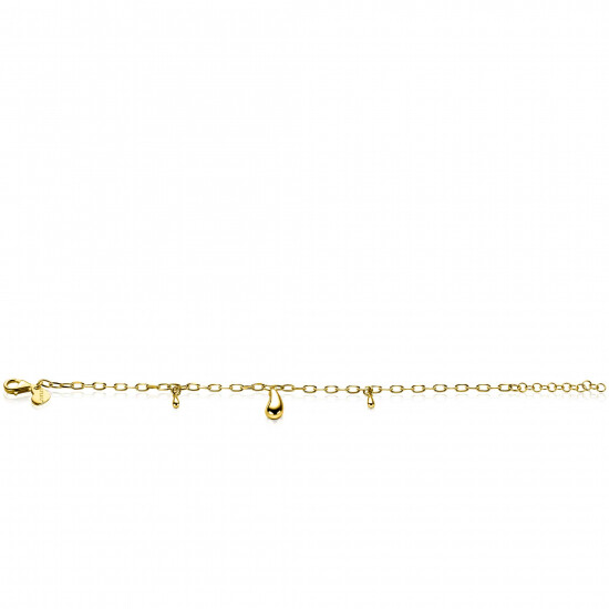 ZINZI gold-plated silver link bracelet with three teardrop-shaped pendants, 17-19cm, ZIA-BF109G