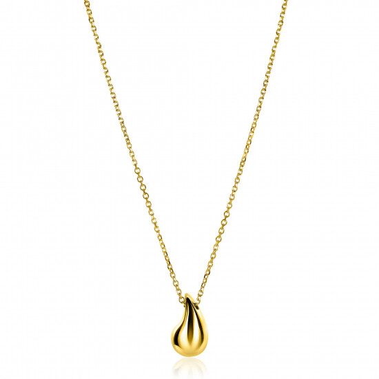 ZINZI gold plated silver jasseron necklace 42-45cm with organically shaped pendant 18mm ZIC2636G