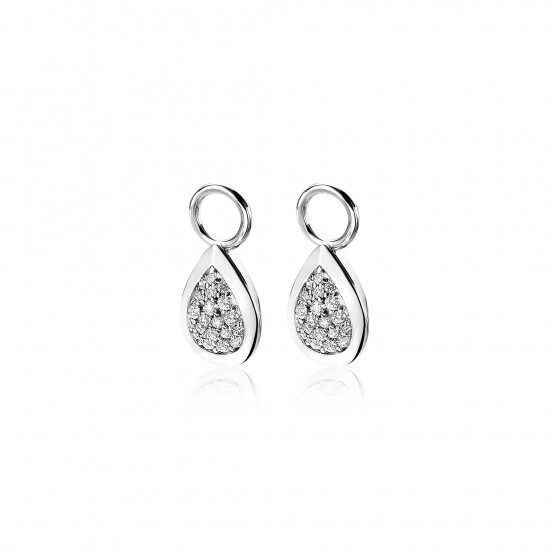 ZINZI Sterling Silver Earrings Pendants Drop White ZICH1768 (excl. hoop earrings)