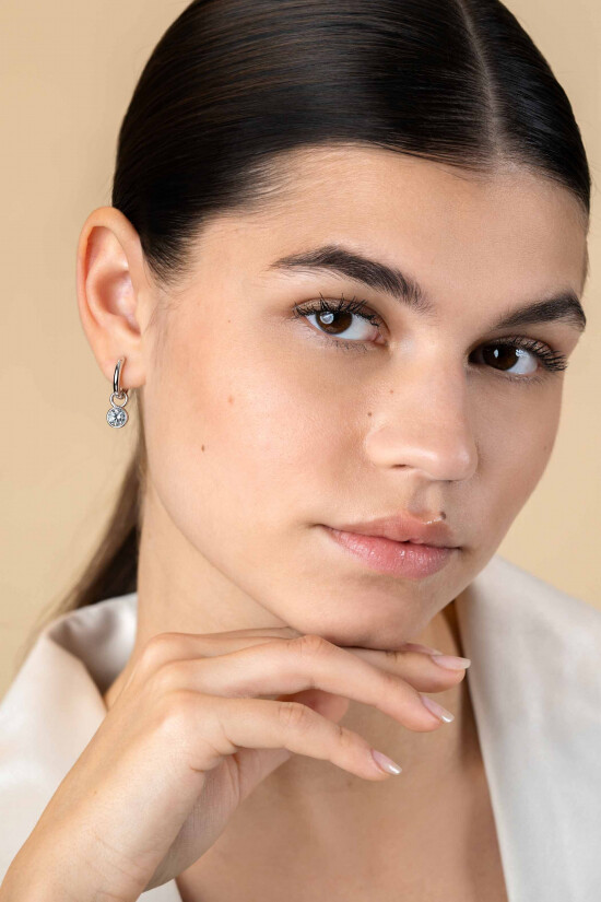 APRIL Earrings Pendants Sterling Silver with Birthstone Diamond White Zirconia (excl. hoop earrings)