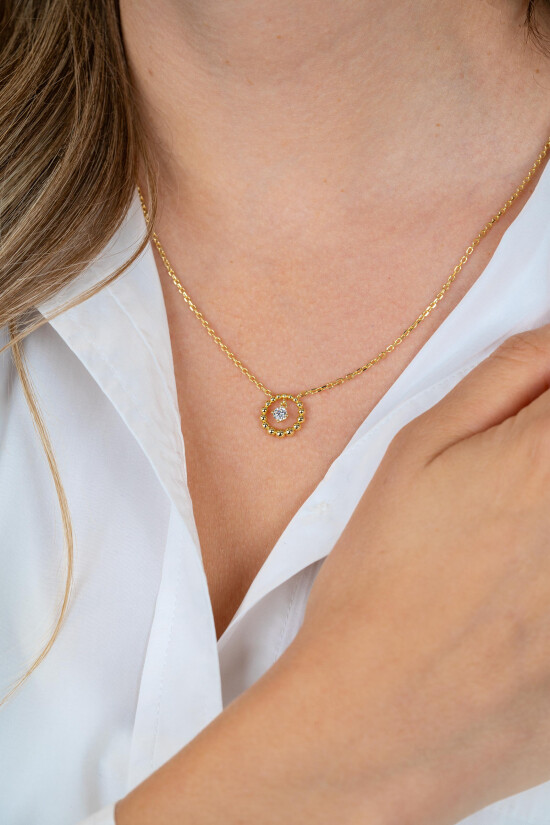 ZINZI zlv. gg.verg. collier rond open bolletjes/zirc.