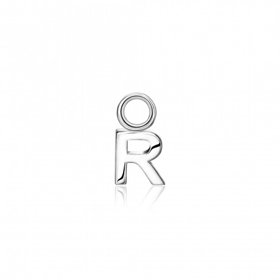 ZINZI Sterling Silver Letter Earrings Pendant R price per piece ZICH2144R (excl. hoop earrings)