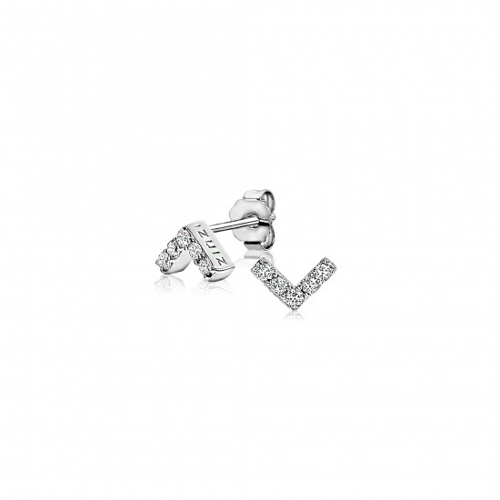 7mm ZINZI Sterling Silver Stud Earrings V-Shape White ZIO1380Z