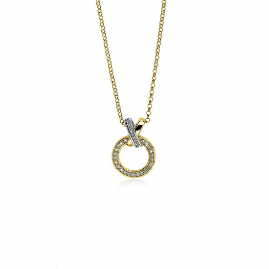 ZINZI zlv.collier gg.verg oog X en ronde vorm zirc.