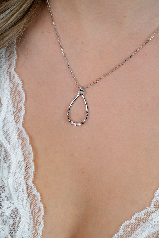 ZINZI zlv. collier ovale open hanger bolletjes en zirc.