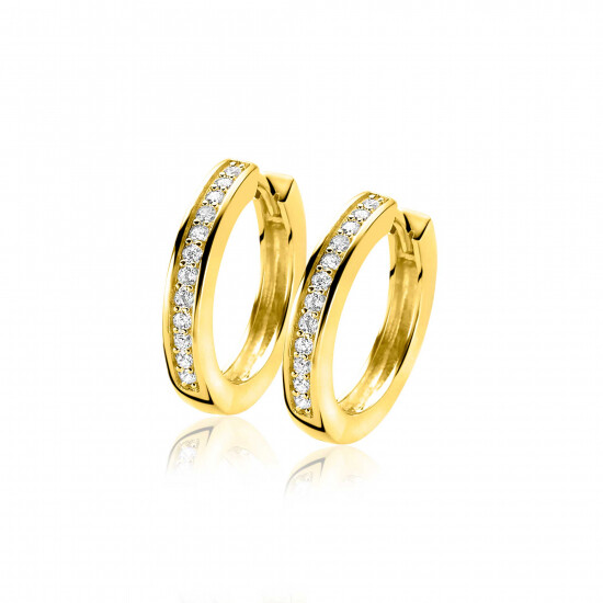 20mm ZINZI Gold Plated Sterling Silver Hoop Earrings White Zirconias width 3mm ZIO190Y