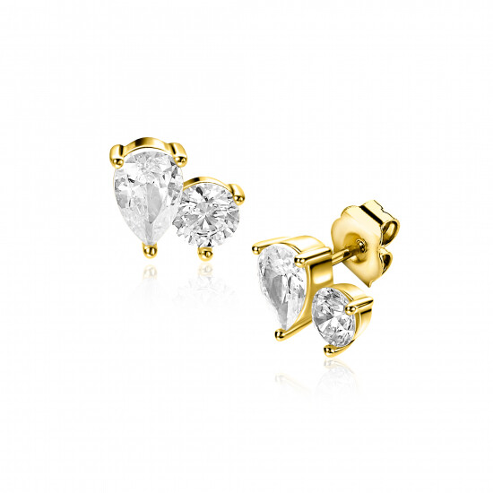 ZINZI zlv. oorknopjes gg.verg.peer en ronde zirc.