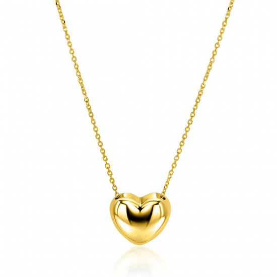 ZINZI gold plated silver necklace with luxury large heart (15mm) 40-45 cm ZIC2672G