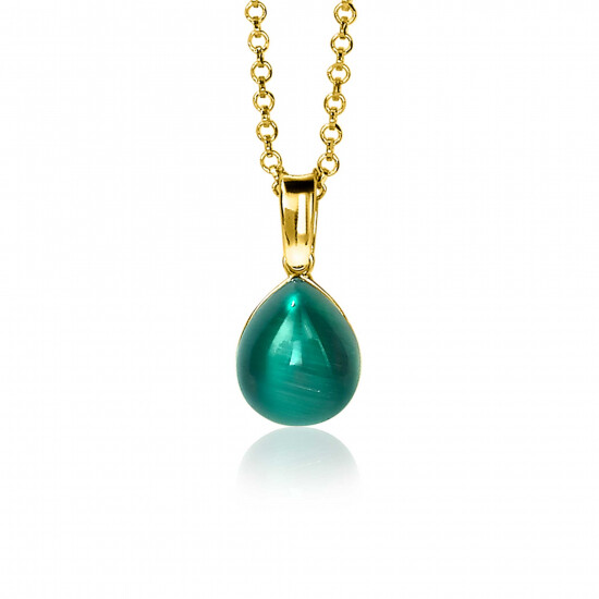 20mm ZINZI Gold Plated Sterling Silver Pendant Green Drop ZIH1934GG