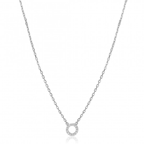 ZINZI Sterling Silver Necklace with Open Circle (7,5mm) Set with White Zirconias 40-45cm ZIC2550