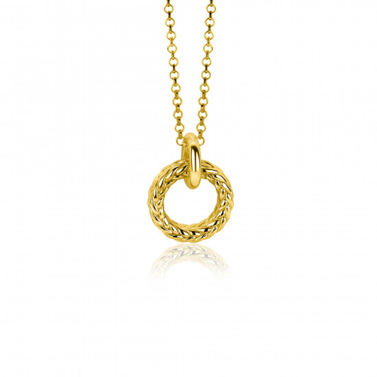19mm ZINZI Gold Plated Sterling Silver Pendant Round with Rope Effect ZIH2246G (excl. necklace)