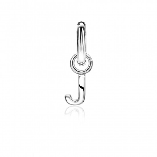 ZINZI Sterling Silver Letter Earrings Pendant J price per piece ZICH2144J (excl. hoop earrings)