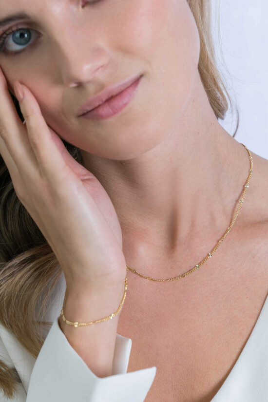 ZINZI Gold Plated Sterling Silver Curb Chain Necklace 45cm ZIC2157G