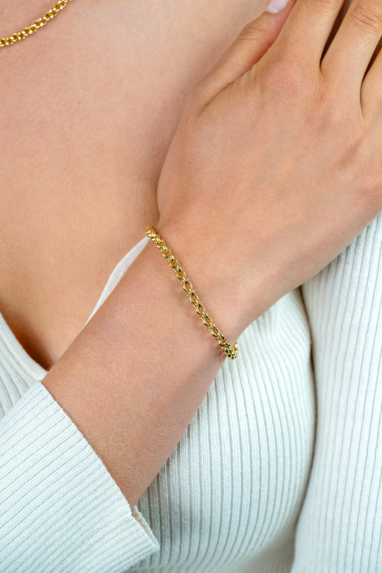 ZINZI Gold Plated Sterling Silver Chain Bracelet Rolo ZIA1009G
