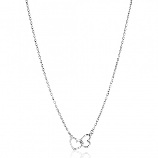 ZINZI Sterling Silver Necklace with 2 Connected Hearts 40-45cm ZIC2513