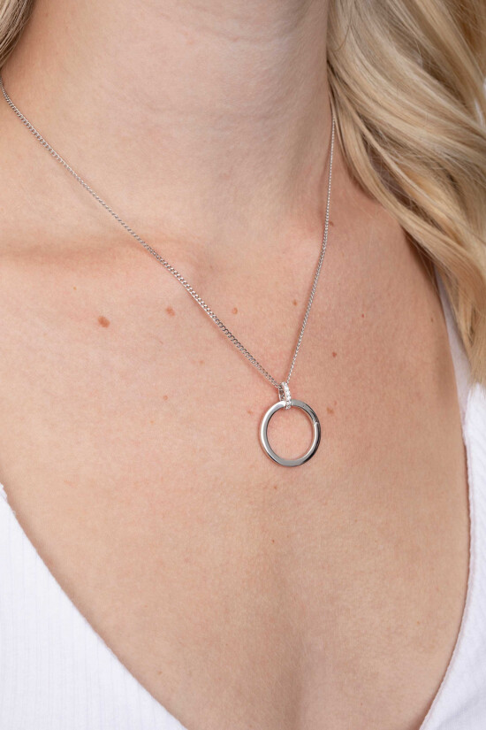 21mm ZINZI Sterling Silver Round Pendant White ZIH2061