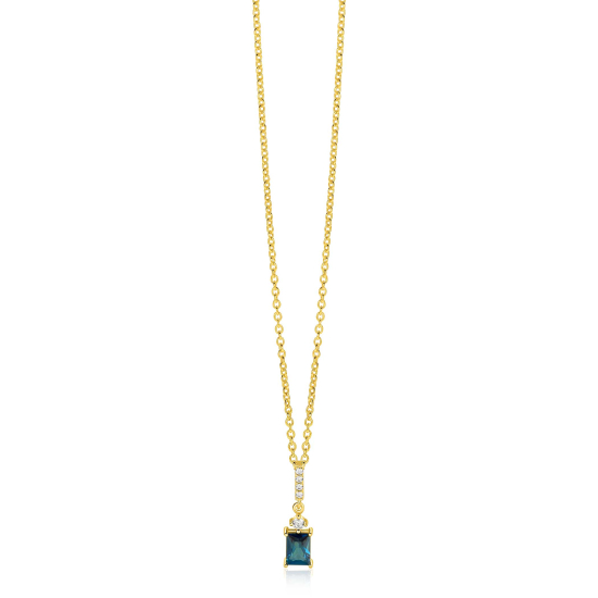 ZINZI zlv. collier gg.verg.hanger baq.blauw en zirc.