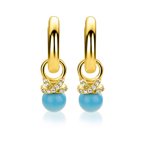ZINZI zlv. oorbedels gg.verg.turquoise/zirc.in xvorm