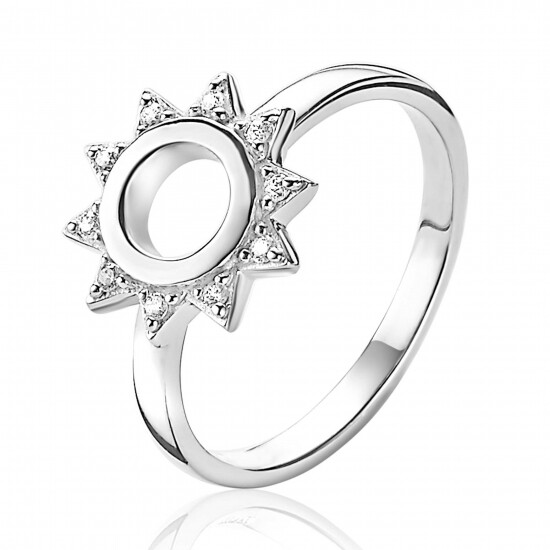 ZINZI Sterling Silver Ring Open Sun White ZIR1899