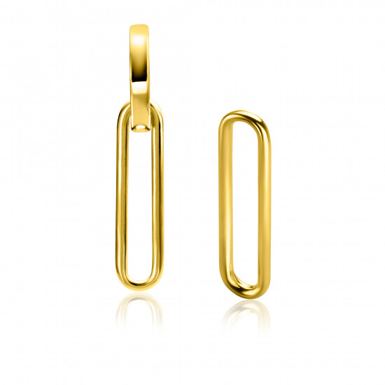 28mm ZINZI Gold Plated Sterling Silver Earrings Pendants Open Oval ZICH2416G (excl. hoop earrings)