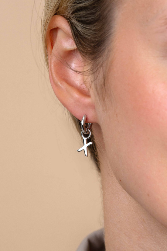 ZINZI Sterling Silver Letter Earrings Pendant X price per piece ZICH2144X (excl. hoop earrings)