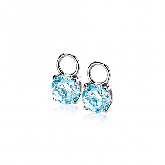 ZINZI Sterling Silver Earrings Pendants Round Blue ZICH1300B (excl. hoop earrings)