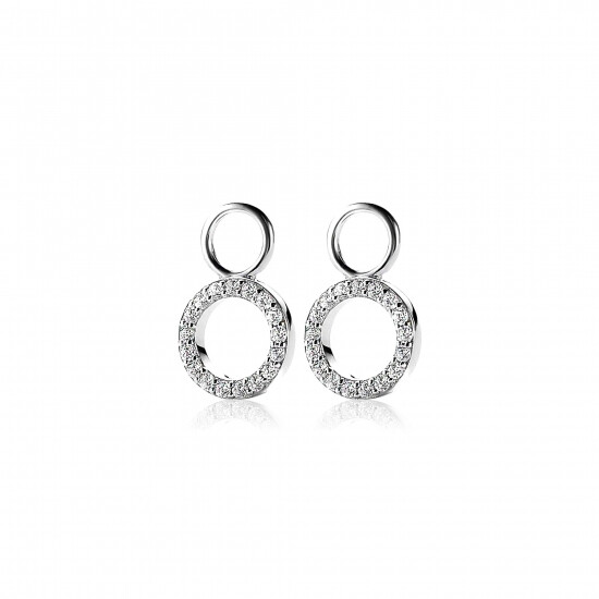 ZINZI Sterling Silver Earrings Pendants Open Circle White Zirconias ZICH1063 (excl. hoop earrings)
