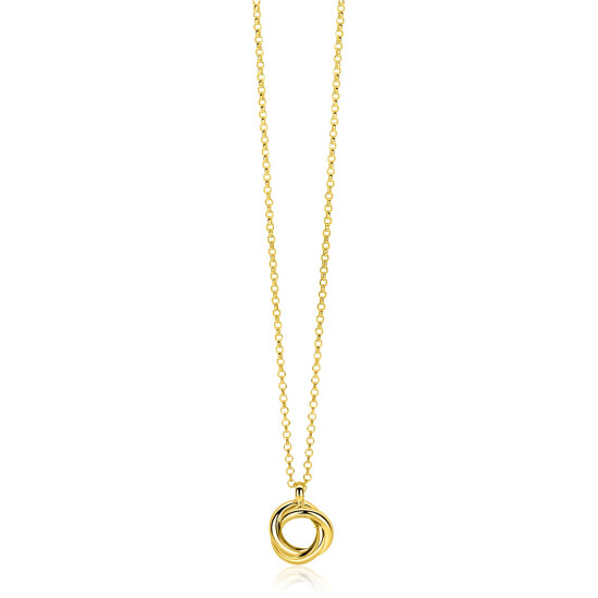 ZINZI zlv. gg.verg.collier hanger 3 ringen in elkaar