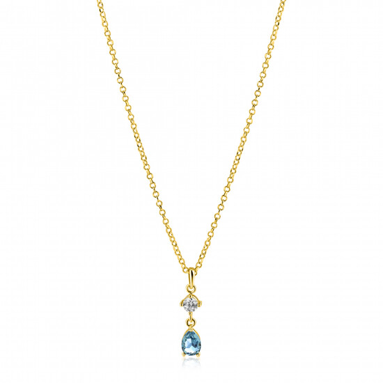 ZINZI zlv.collier gg.verg.hanger peer blauw/VK zirc