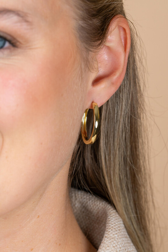 28mm ZINZI Gold Plated Sterling Silver Hoop Earrings width 3mm ZIO193G