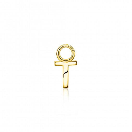 ZINZI Gold Plated Letter Earrings Pendant T price per piece ZICH2145T (excl. hoop earrings)