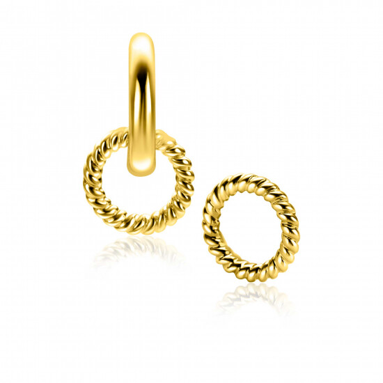 9.5mm ZINZI gold plated silver charm earrings round shape with rope effect ZICH2594G (without hoops earrings)
