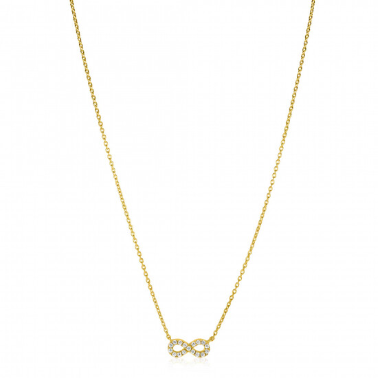 ZINZI gold plated silver necklace with Infinity sign fully set with white zirconia 42-45cm ZIC2597Y