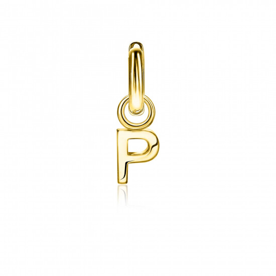 ZINZI Gold Plated Letter Earrings Pendant P price per piece ZICH2145P (excl. hoop earrings)