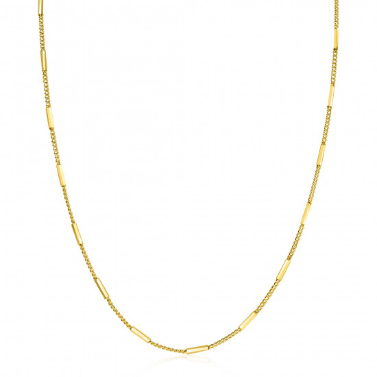 ZINZI Gold Plated Sterling Silver Curb Necklace 45cm with Bars 1.6mm width ZIC2366G