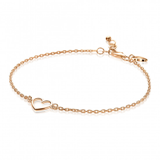 ZINZI Rose Gold Plated Sterling Silver Bracelet Open Heart ZIA1420R