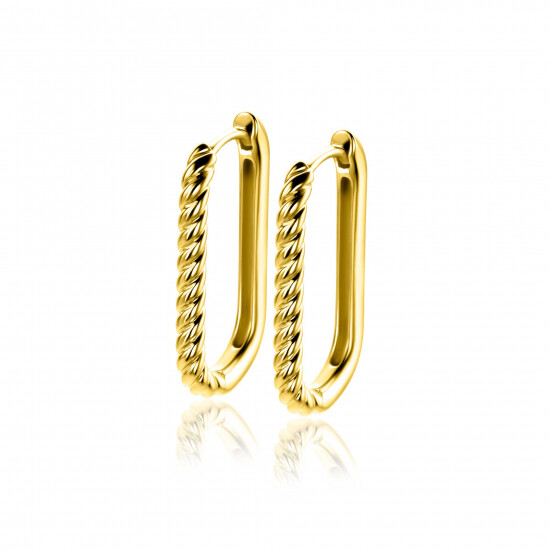24mm ZINZI gold plated silver hoop earrings in oval shape with twisted tube and luxury clasp ZIO2692G